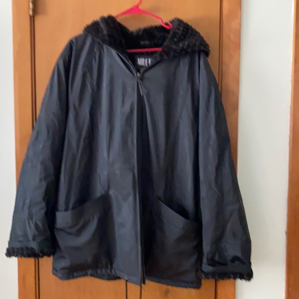 Fur lined womens coat with fur lined hood